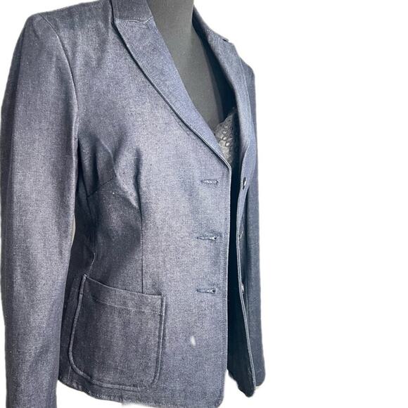 Women Gap Vintage 2000 dark denim blazer tailored structured & part lined SZ 8 - Picture 8 of 12